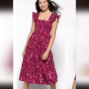 Hill House Nap Dress Burgundy with pink flowers
